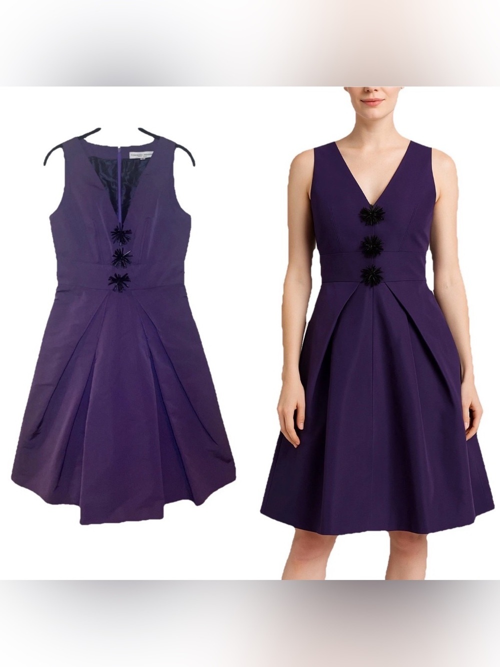 CAROLINA HERRERA Silk Lined Cocktail Dress 8 M Flare Sleeveless Knee Length Tea
